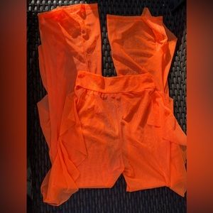 Orange mesh pants